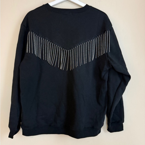 Black Blondie Fringe Studded Graphic Sweatshirt Women’s Large Black - Picture 2 of 8